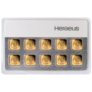 10 x 1g Gold Bar Heraeus MultiCard