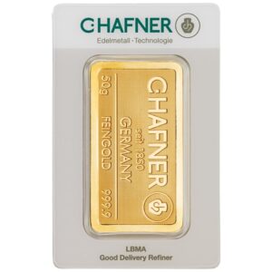 50g Gold Bar C. Hafner Minted