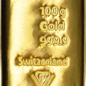 100g Gold Bar Metalor Cast