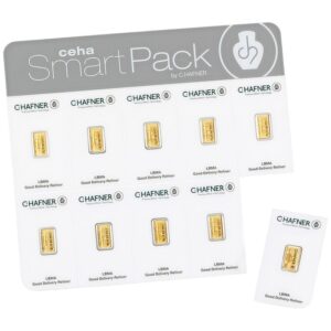 10 x 1g Gold Bar C. Hafner SmartPack Minted